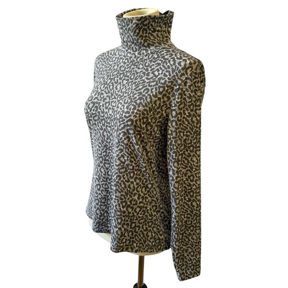 J MCLAUGHLIN NORA TOP TURTLENECK CHEETAH CASUAL CHIC TRANSITIONAL PIECE M - Picture 5 of 12